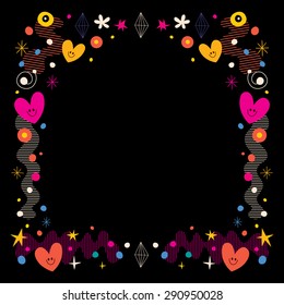 celebratory happy frame border with cute hearts