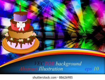Celebratory pie on an abstract background with space for placing of your text