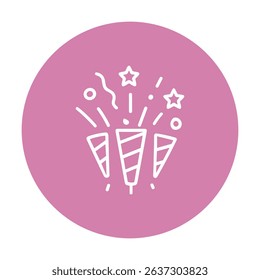 Celebratory poppers burst with joy icon illustration element