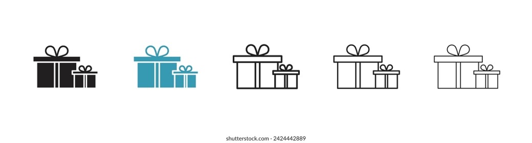 Celebratory Presents Vector Icon Set. Gift tie festivity vector symbol for UI design.