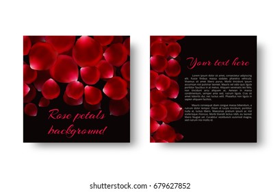 Celebratory romantic background with falling petals of red roses.