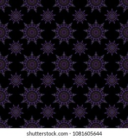 Celebratory seamless pattern with snowflakes hanging on strings.