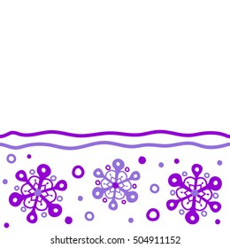 Celebratory seamless pattern with snowflakes hanging on strings with copy space (place for your text).