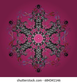 Celebratory seamless pattern with snowflakes hanging on strings.
