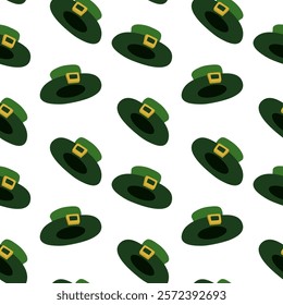 Celebratory symbols of St. Patrick s Day with green hats flat design