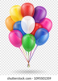 celebratory transparent balloons pumped helium with ribbon stock vector illustration isolated on white background