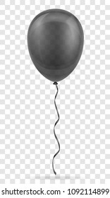 celebratory transparent black balloon pumped helium with ribbon stock vector illustration isolated on white background