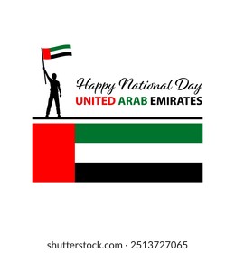 Celebratory UAE National Day Scene with Silhouette Holding Flag on Colorful Background