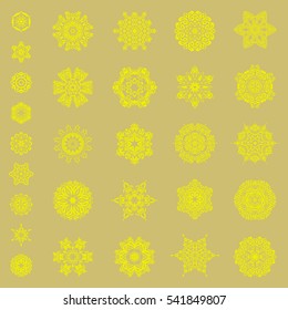 Celebratory vector set with 29 snowflakes. Vector illustration. On a neutral background.