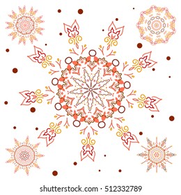 Celebratory vector set with 5 snowflakes.