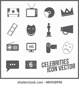 celebrities universal movie vector icons line big set
