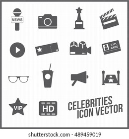 celebrities universal movie vector icons line big set
