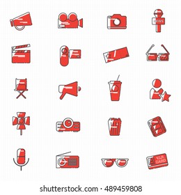 celebrities universal movie vector icons line colour big set
