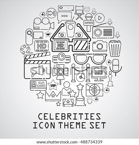 Celebrities Universal Movie Vector Icons Line Stock Vector Royalty