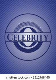 Celebrity badge with jean texture. Vector Illustration. Detailed.