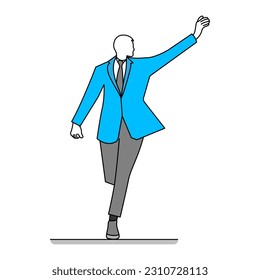 Celebrity businessman flat vector icon illustration, hand-making hi minimal illustration white background