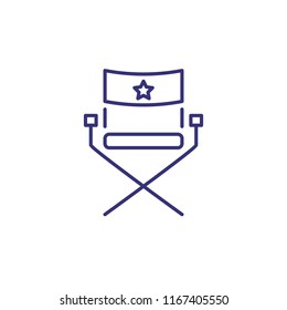 Celebrity chair line icon. Armchair with star. Moviemaking concept. Can be used for topics like filming, movie production, cinema, studio
