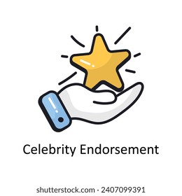 Celebrity endorsement vector Filled outline doodle Design illustration. Symbol on White background EPS 10 File 