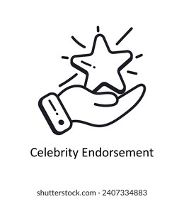 Celebrity endorsement vector  outline doodle Design illustration. Symbol on White background EPS 10 File 