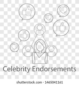 Celebrity Endorsements Icon On Transparency Background. Modern Flat Design Vector Illustration. Symbol For Your Web Site Design.