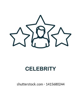 Celebrity icon. Outline style thin design from influencer icons collection. Line Celebrity icon for web design, apps, software, print usage.