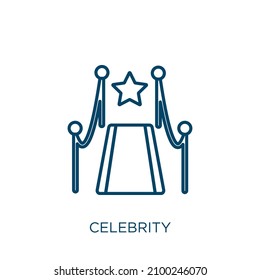 celebrity icon. Thin linear celebrity outline icon isolated on white background. Line vector celebrity sign, symbol for web and mobile