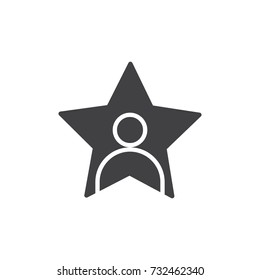 Celebrity icon vector, filled flat sign, solid pictogram isolated on white. Person in a star symbol, logo illustration.