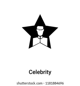 Celebrity icon vector isolated on white background, logo concept of Celebrity sign on transparent background, filled black symbol