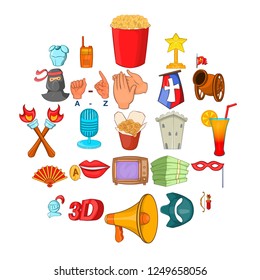 Celebrity icons set. Cartoon set of 25 celebrity vector icons for web isolated on white background