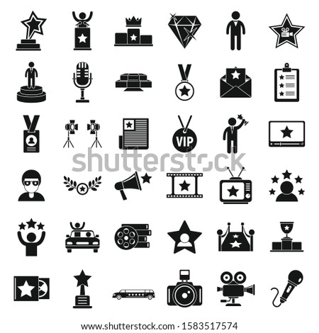 Celebrity icons set. Simple set of celebrity vector icons for web design on white background