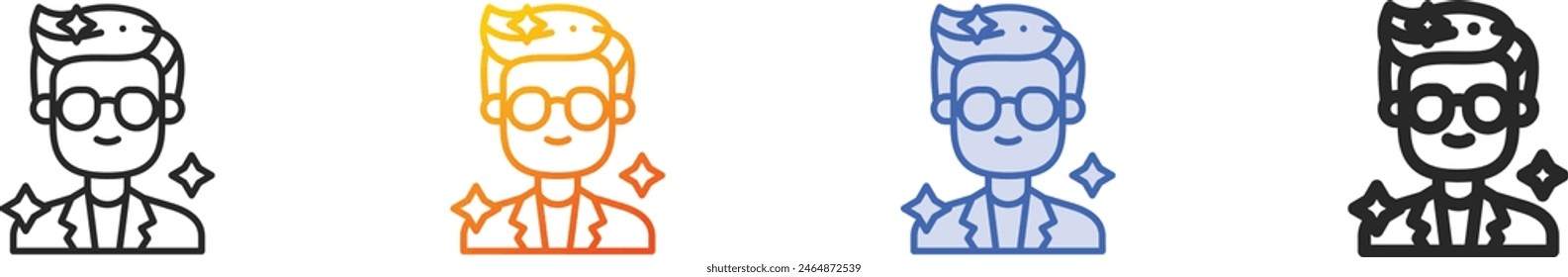 celebrity icon.Thin Linear, Gradient, Blue Stroke and bold Style Design Isolated On White Background
