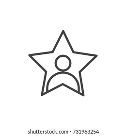 Celebrity Line Icon, Outline Vector Sign, Linear Style Pictogram Isolated On White. Person In A Star Symbol, Logo Illustration. Editable Stroke