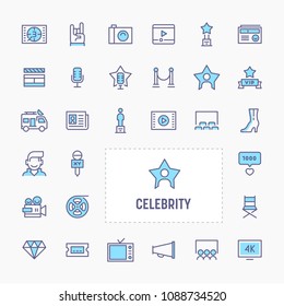 Celebrity - thin line website, application & presentation icon. simple and minimal vector icon and illustration collection.