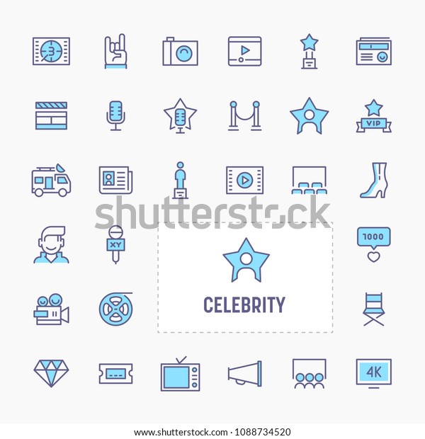 Celebrity - thin line website, application\
& presentation icon. simple and minimal vector icon and\
illustration\
collection.