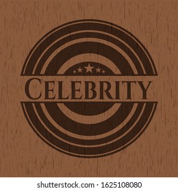 Celebrity wooden emblem. Vector Illustration.