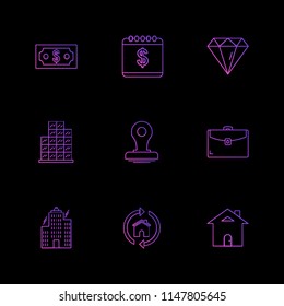 celender  dollar  target watch  graph  mouse  stamp  navigation  message  icon vector design  flat  collection style creative  icons