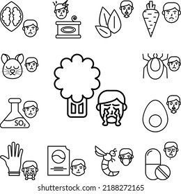 Celery, allergic icon in a collection with other items