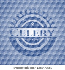 Celery blue badge with geometric pattern background. Vector Illustration. Detailed.