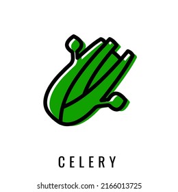 Celery color Icon. Vector illustration stalk Celery in Line style. Isolated Vegetable Logo. Stylish solution for app or website.