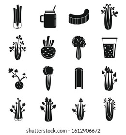 Celery food icons set. Simple set of celery food vector icons for web design on white background
