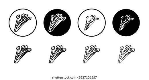 Celery icon Black line art vector logo set