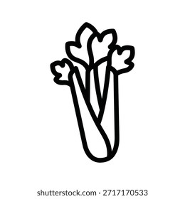 Celery icon drawing featuring stalks. Fresh vegetable ingredient, diet symbol, and cultivated crop illustration concept. Symbol of healthy nutrition and organic vegetarian food