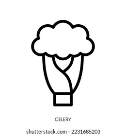 celery icon. Line Art Style Design Isolated On White Background