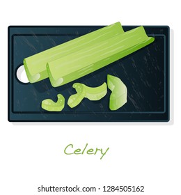 Celery illustration set on white backgrond. Vector image.