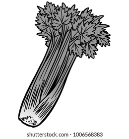 Celery Illustration - A vector cartoon illustration of some garden fresh Celery.