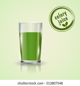 Celery juice. A glass of celery juice. Vector illustration