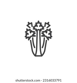 Celery leaf line icon. linear style sign for mobile concept and web design. Celery herb outline vector icon. Symbol, logo illustration. Vector graphics