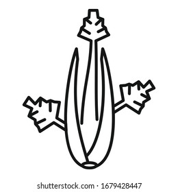 Celery hinterlässt Ikone. Outline-Sellerie hinterlässt Vektorillustration-Symbol für Webdesign einzeln auf weißem Hintergrund