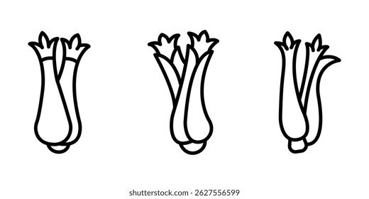 celery outline or line icon design bundle.