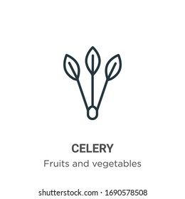 Celery outline vector icon. Thin line black celery icon, flat vector simple element illustration from editable fruits and vegetables concept isolated stroke on white background